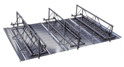Steel sheet reinforced truss floor slab forming machine