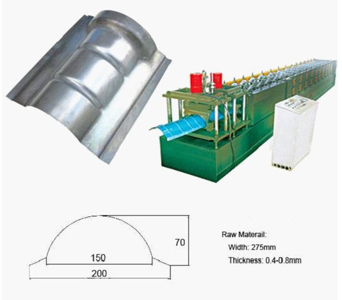 Galvanized Steel Camber Ridge Cap Tile Roll Forming Machine for Sale